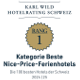 Zertifikat für das beste Nice-Price-Ferienhotel in der Schweiz.