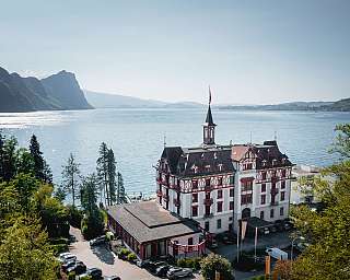 Historic building by the lake
